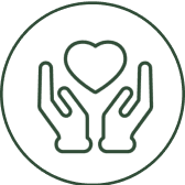 Hands holding heart outline in circle.