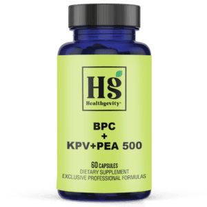 Supplement bottle labeled BPC KPV+PEA 500.