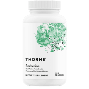 White bottle of Thorne Berberine capsules.