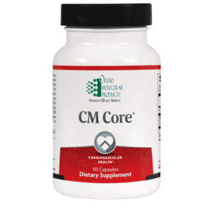 CM Core dietary supplement bottle, 90 capsules.