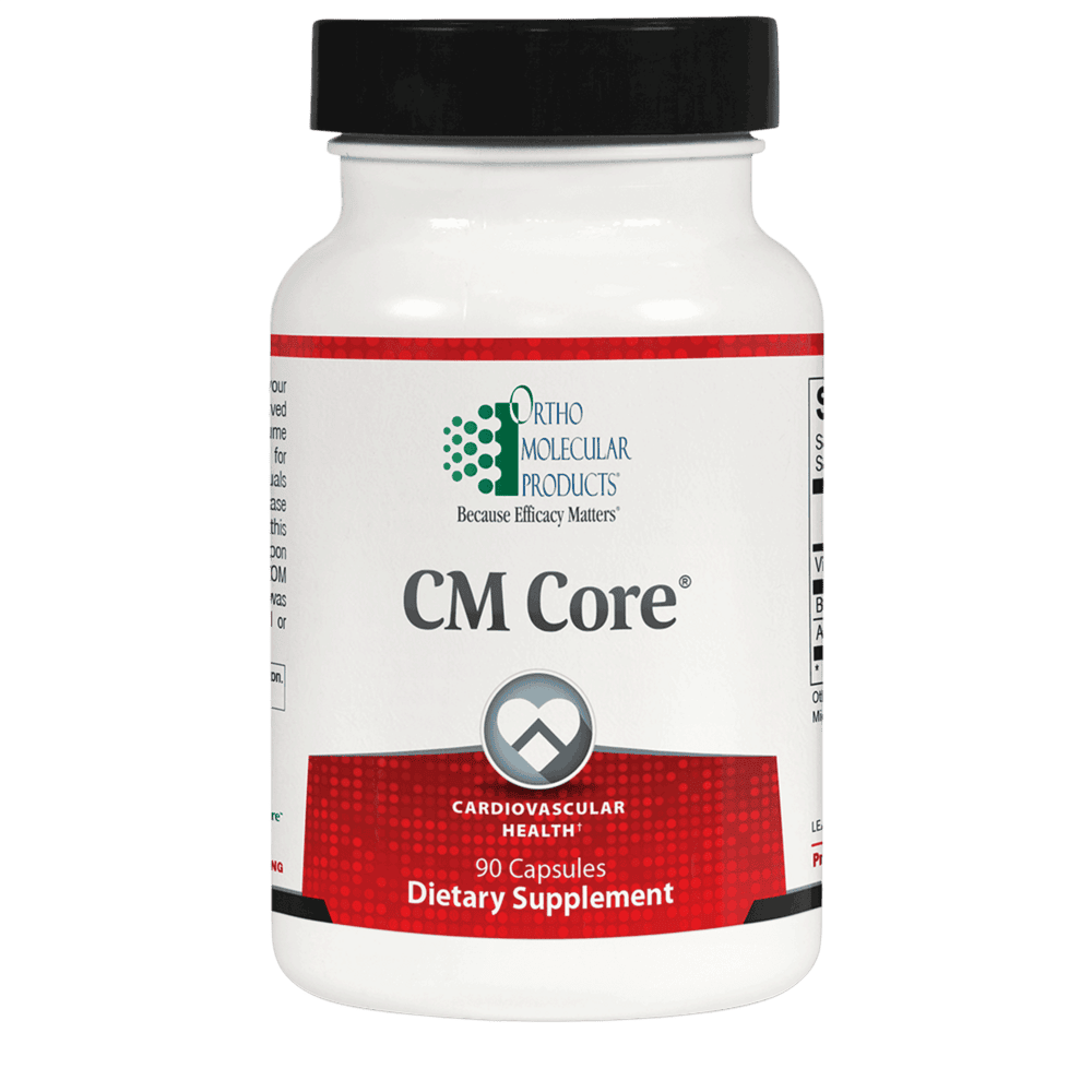CM Core dietary supplement bottle, 90 capsules.