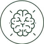 Icon of a brain inside a circle.
