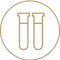 Two test tubes in a circle icon.
