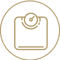 Outline of a weighing scale icon.