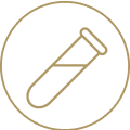 Test tube icon on black background.