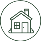 House icon inside circular green border.