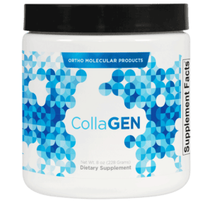 CollaGEN dietary supplement container, blue design.