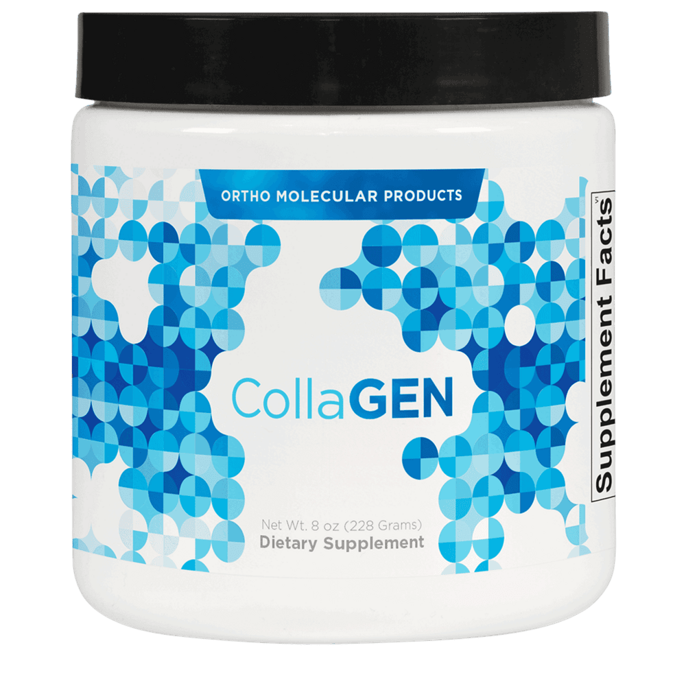 CollaGEN dietary supplement container, blue design.