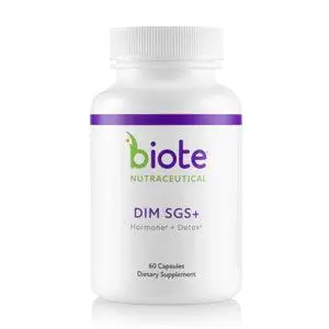 Supplement bottle labeled "Biote DIM SGS+".