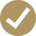 Gold checkmark in a brown circle.