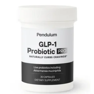 Probiotic supplement bottle with 30 capsules.