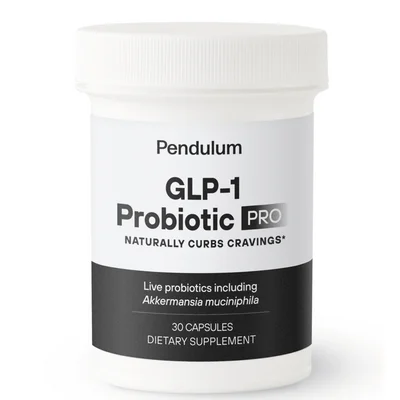 Probiotic supplement bottle with 30 capsules.