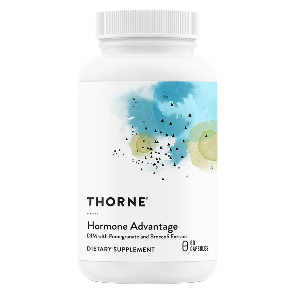 Thorne Hormone Advantage dietary supplement bottle.