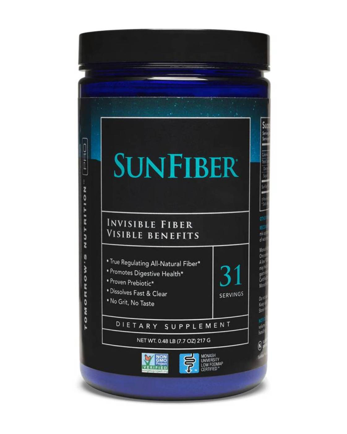 SunFiber dietary supplement container on display.