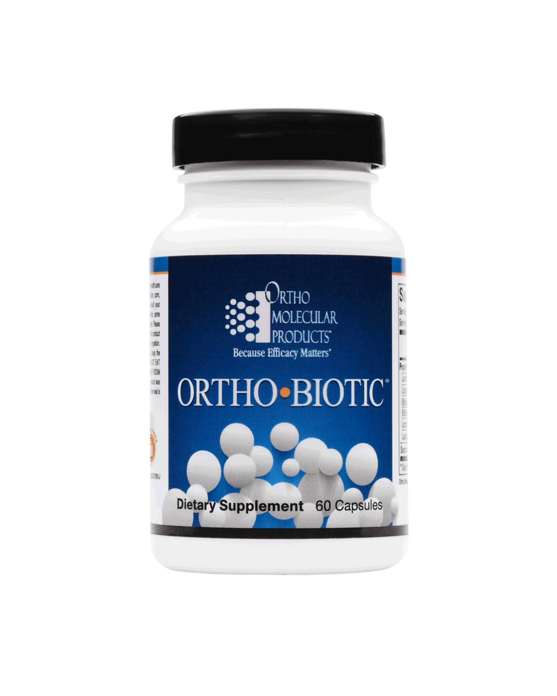Ortho Biotic dietary supplement bottle, 60 capsules.