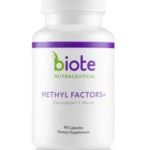 Supplement bottle labeled "Methyl Factors+" front view.