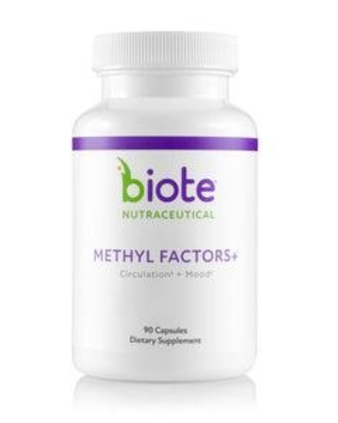 Supplement bottle labeled "Methyl Factors+" front view.