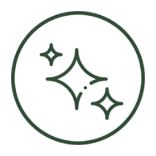 Circle with three stylized sparkle stars.