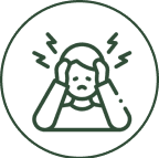 Person holding head, indicating stress icon.