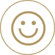 Smiley face in a black circle.