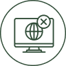 Computer screen with globe and cross icon.