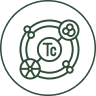 Technetium atomic symbol with electron orbits.