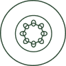 Geometric pattern with circular loops on black.