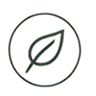 Leaf icon inside a circular outline.