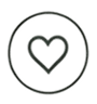 Heart icon inside a circular outline.