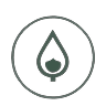 Minimalist teardrop logo on black background.