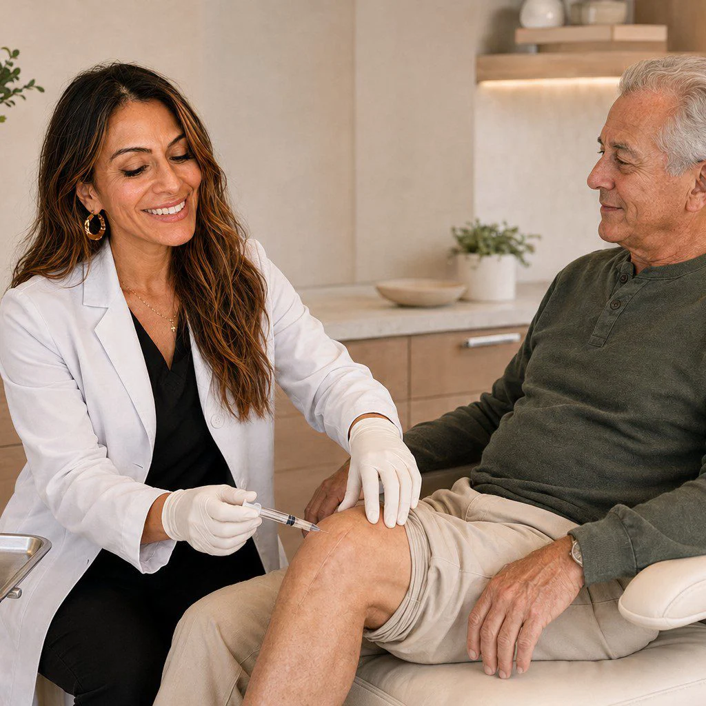 Medical professional administers injection